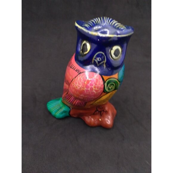 Vtg. Unmarked Mexican Folk Art Talavera Pottery Painted Owl Figurine Alm.3.5" - Picture 7 of 14